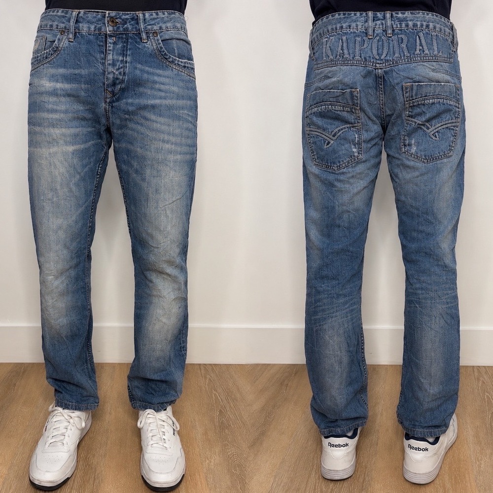 Kaporal Euro Jeans Mens Regular Fit Blue Denim Jeans Size 34 Straight Leg